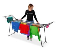 KADAX Tendedero extensible, 257x60x99 cm, secador de pie con gran superficie de secado, secador de ropa plegable, tendedero de alas extensible (Negro)