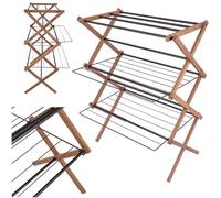 KADAX Tendedero vertical de madera, 70 x 96 cm, secadora plegable, secadora de varios niveles para un secado eficiente de ropa y toallas
