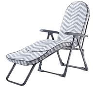 KADAX Tumbona de jardín con respaldo ajustable, estructura de acero, silla de jardín plegable, tumbona con cojín acolchado, tumbona plegable, tumbona de camping, tumbona de relax (gris Zig Zack)