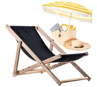 KADAX Tumbona de Madera, Silla de Playa con Tela Transpirable, Respaldo Reclinable y Estructura Plegable para Exterior, Jardin y Terraza (Negro)