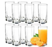 KADAX Vasos Altos de Vidrio Transparente de 380ml, Set de Cristalería de Diseño Elegante para Bebidas Frías y Cócteles, Aptos para Lavavajillas (Juego de 12)