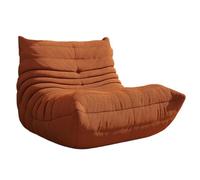 Kadxyan Togo Sillón Bajo, Sofá Deshuesado de Suelo, Puf de Esquina, Asiento de Salón de Diseño Ergonómico para Dormitorio y Sala de Estar, Material de Felpa, 80 cm, Blanco/Naranja