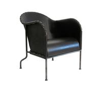 Källemo Butaca Bruno Cuero de grano completo negro - base de acero ennegrecido