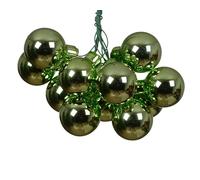 Kaemingk Bolas de Navidad con alambre de cristal, 2,5 cm x 12 unidades de bayas espejadas brillantes - pequeñas bolas decorativas - Decoración para árbol de Navidad y decoración navideña - té verde
