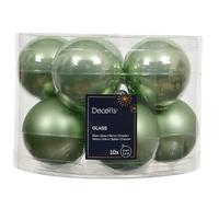 Kaemingk Bolas de Navidad de cristal, 6 cm x 10 unidades, mate y brillante, bolas para árbol de Navidad, adornos para árbol de Navidad y adornos para árbol de Navidad, color verde