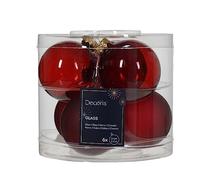 Kaemingk Bolas de Navidad de cristal, 6 cm x 6 unidades, diseño de sangre de buey, color rojo burdeos