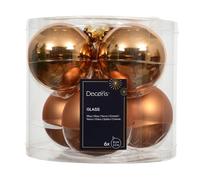 Kaemingk Bolas de Navidad de cristal, 8 cm, 6 unidades, mate y brillante, bolas grandes para árbol de Navidad, adornos para árbol de Navidad y decoración de árbol de Navidad, brandy