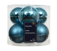 Kaemingk Bolas de Navidad de cristal, 8 cm, 6 unidades, mate y brillante, bolas grandes para árbol de Navidad, adornos para árbol de Navidad y adornos para árbol de Navidad, color azul folclore