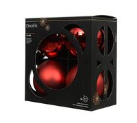Kaemingk - Bolas de Navidad de vidrio, 10 cm, 4 unidades - mate y brillante - Grandes bolas para árbol de Navidad para Navidad - Adornos para árbol de Navidad y decoración para árbol de Navidad - Rojo