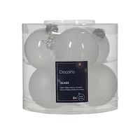 Kaemingk Juego de 6 bolas de Navidad de cristal, 6 cm, color blanco