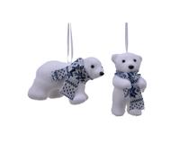 Kaemingk ornamento para colgar oso polar blanco con bufanda 1 pieza