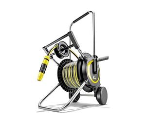 Kärcher Carro de Manguera HT 4.20, Alta Estabilidad, conexión de Manguera en ángulo, Incluye Soporte para jeringas, Manguera Karcher de 20 m y Accesorios de riego, Color Negro