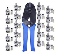 Kagni BNC - Kit de herramientas de crimpado, 20 conectores (10 piezas BNC RG59 macho, 10 piezas RG58), herramienta de crimpado de acero al carbono con diseño de bloqueo integral, incluye cortador