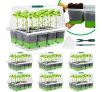KAHEIGN, juego de 6 macetas para semilleros, invernadero para plantas de interior, bandeja de siembra con 72 celdas, reutilizable, bandejas robustas para germinar semillas, kit de inicio para plántula
