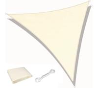 KAHEIGN Toldo Vela de Sombra Triangular, 3m x 3m x 3m Impermeable 98% De Bloqueo UV Lona De Sombra De Sol 180g/sm Toldo con Protección Solar para Fiesta En El Patio del Jardín Al Aire Libre (Crema)