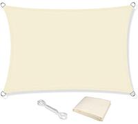 KAHEIGN Vela De Sombra Solar, 2,5 MX 3 M Impermeable 98% De Bloqueo UV Lona De Sombra De Sol 120 Gramos Toldo con Protección Solar para Fiesta En El Patio del Jardín Al Aire Libre (Crema)