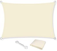 KAHEIGN - Vela solar impermeable, rectangular, 2,5m x 3m. Protección solar para balcón, vela de lona de 120 g/m² para jardín y balcón (color crema)
