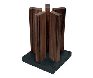 KAI Bloque de cuchillos magnético Stonehenge de nogal con base de granito - Madera premium - Espacio para 10 cuchillos - Dimensiones 21 x 21 x 28-30 cm
