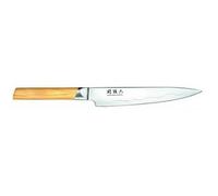 KAI Seki Magoroku Composite Cuchillo multiusos con hoja de 15 cm - Acero inoxidable SUS420J2 56 HRC / Acero VG 10 61 HRC - Mango de madera de Pakka de color claro - Hecho a mano en Japón