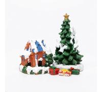 Kai Dream Mini juego de pueblo navideño con casa, árbol y 3 regalos de | Snowy Predecorada, casa de 2 pulgadas, árbol de 3 pulgadas, centro de mesa de vacaciones, resina duradera