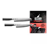 Kai Kamagata TMKCB22 Tim Mälzer - Juego de cuchillo de pan, cuchillo de cocina y libro de cocina firmado (acero inoxidable y plástico)