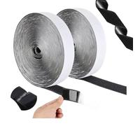 KAI KOA - Cinta de Gancho y Bucle Adhesiva Doble Cara Extrafuerte 10 m × 20 mm | Negro | Hook & Loop Tape Industrial | Ideal para Mosquiteras, Manualidades, Tapicería y Bricolaje + Caja Organizadora
