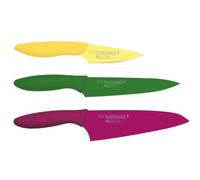 KAI Pure Komachi 2 Juego de cuchillos de cocina 3 piezas - Cuchillo para verduras de 15 cm, Cuchillo multiusos de 15 cm, Cuchillo de oficina de 10 cm - Acero al carbono inoxidable