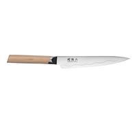 KAI Seki Magoroku Composite Cuchillo multiusos con hoja de 15 cm - Acero inoxidable SUS420J2 56 HRC / Acero VG 10 61 HRC - Mango de madera de Pakka de color claro - Hecho a mano en Japón