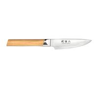 KAI Seki Magoroku Composite Cuchillo de oficina con hoja de 9 cm - Acero inoxidable SUS420J2 56 HRC / Acero VG 10 61 HRC - Mango de madera de Pakka de color claro - Hecho a mano en Japón