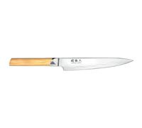 KAI Seki Magoroku Composite Cuchillo multiusos con hoja de 15 cm - Acero inoxidable SUS420J2 56 HRC / Acero VG 10 61 HRC - Mango de madera de Pakka de color claro - Hecho a mano en Japón