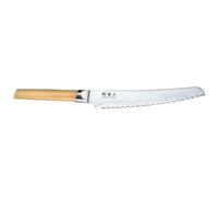KAI Seki Magoroku Composite Cuchillo para pan con hoja de 23,0 cm - Acero inoxidable SUS420J2 56 HRC / Acero VG 10 61 HRC - Mango de madera de Pakka de color claro - Hecho a mano en Japón