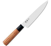 KAI Seki Magoroku Redwood Cuchillo multiusos con hoja de 15,0 cm - Acero inoxidable 1K6 con 57 (±1) HRC - Hoja pulida de alto brillo - Mango de madera de Pakka Red Wood - Hecho a mano en Japón