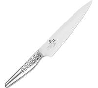KAI Seki Magoroku Shoso Cuchillo de oficina con hoja de 9 cm - Acero inoxidable 5CR15MoV 56 (±1) HRC - Afilado convexo - Mango de acero inoxidable 18-8 con patrón de rombos - Cuchillo universal