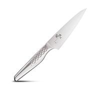 KAI Seki Magoroku Shoso Cuchillo multiusos pequeño con hoja de 12,0 cm - Acero inoxidable 5CR15MoV 56 HRC - Afilado convexo - Mango de acero inoxidable 18-8 con patrón de rombos - Cuchillo universal