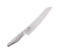 KAI Seki Magoroku Shoso Cuchillo para pan con hoja de 21,0 cm - Acero inoxidable 5CR15MoV 56 (±1) HRC - Afilado convexo - Mango de acero inoxidable 18-8 con patrón de rombos - Filo ondulado