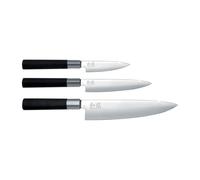 KAI Set de cuchillo de chef y 2 cuchillos de uso general Kai Wasabi Black 3 piezas