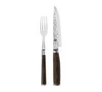 KAI Set de cuchillo y tenedor Kai Shun Premier cromo-marrón