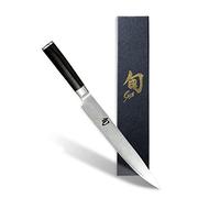 KAI Shun Classic Cuchillo japonés para jamón con hoja de 23 cm - Cuchillo de Damasco de 32 capas con núcleo VG MAX - 61 (±1) HRC - Mango de madera de Pakka - Hecho en Japón Cuchillo para carne forjado