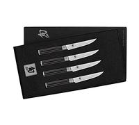 KAI Shun Classic Juego de cuchillos de carne japoneses 4 piezas con hoja de 12 cm - Cuchillo de Damasco de 32 capas con núcleo VG MAX - 61 (±1) HRC - Mango de madera de Pakka - Hecho en Japón