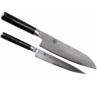 KAI Juego de cuchillos Shun Classic 2 piezas: Santoku 18 cm, Multiusos 15 cm, Damasco 32 capas