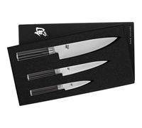 KAI Shun Classic Juego de cuchillos de chef japonés 3 piezas - Cuchillo de chef con hoja de 20 cm + Cuchillo multiusos con hoja de 15 cm + Cuchillo de oficina con hoja de 9 cm - Damasco VG MAX