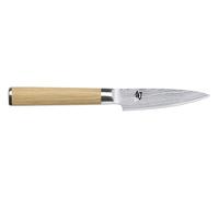 KAI Cuchillo de oficina Shun Classic White – 9 cm, Damasco 32 capas, núcleo VG-MAX, mango Pakka
