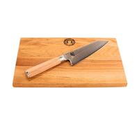 Kai Shun Classic White Kiritsuke DM-0777W - Cuchillo de damasco de edición limitada (5555 unidades) + tabla de cortar roble 30 x 20 cm, cuchillo de chef japonés con damasco de 32 capas, pulido por