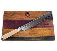 Kai Shun Classic White Oferta Set | DM-0705 W Cuchillo de pan 23,0 cm Hoja de Damasco | +Tabla de cortar hecha a mano de madera de barril, 34 x 21 cm | VK: 265,- €