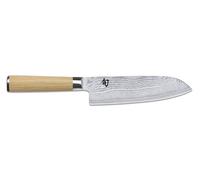 KAI Cuchillo Santoku Shun Classic White 18 cm – Damasco 32 capas, VG-MAX 61 HRC, mango Pakka