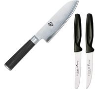KAI Shun DM-0727 Santoku First-Touch de 14 cm y juego de 2 cuchillos para pizza Wüsthof