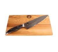 Kai Shun Nagare NDC-0706 - Cuchillo de chef japonés ultraafilado, hoja de 20 cm + tabla de cocina de madera de barril vieja (roble) 30 x 18 cm VK: 409