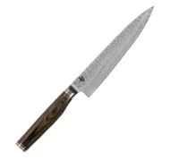 KAI Shun Premier Tim Mälzer Cuchillo japonés multiusos con hoja de 16,5 cm - Núcleo VG-MAX 61 HRC, 32 capas de Damasco pulido - Mango de madera de Pakka color marrón medio - Superficie martillada