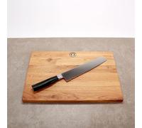 Kai Shun Tim Mälzer Kamagata | Cuchillo para pan TMK-0705 de 23 cm, con hoja de acero inoxidable y dientes de sierra | + Tabla de roble XXL de 40x25 cm