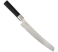 KAI Wasabi Black Cuchillo para pan con hoja de 23,0 cm - Acero inoxidable 6A/1K6 pulido 58 (±1) HRC - Mango de polipropileno negro - Cuchillo de pan con filo ondulado - Hecho en Japón